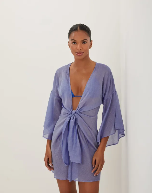 Perola Knot Short Cover Up - Sapphire sold by Vix