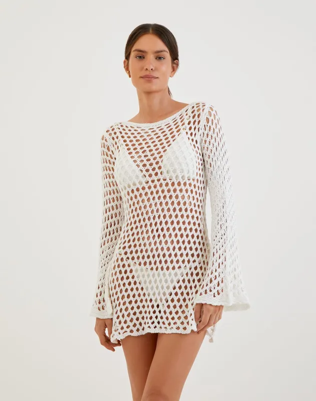 Belle Short Cover Up - Off White sold by Vix