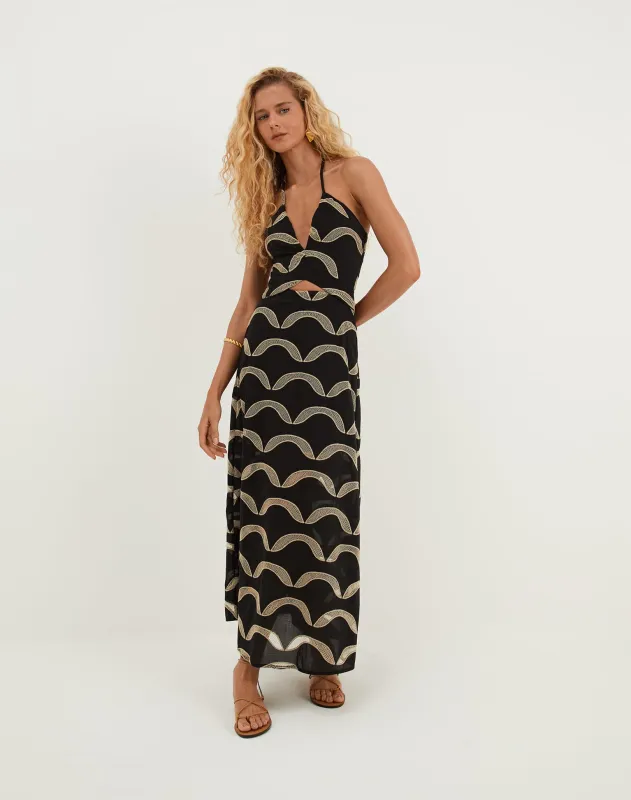 Eyelet Aila Long Dress - Black sold by Vix