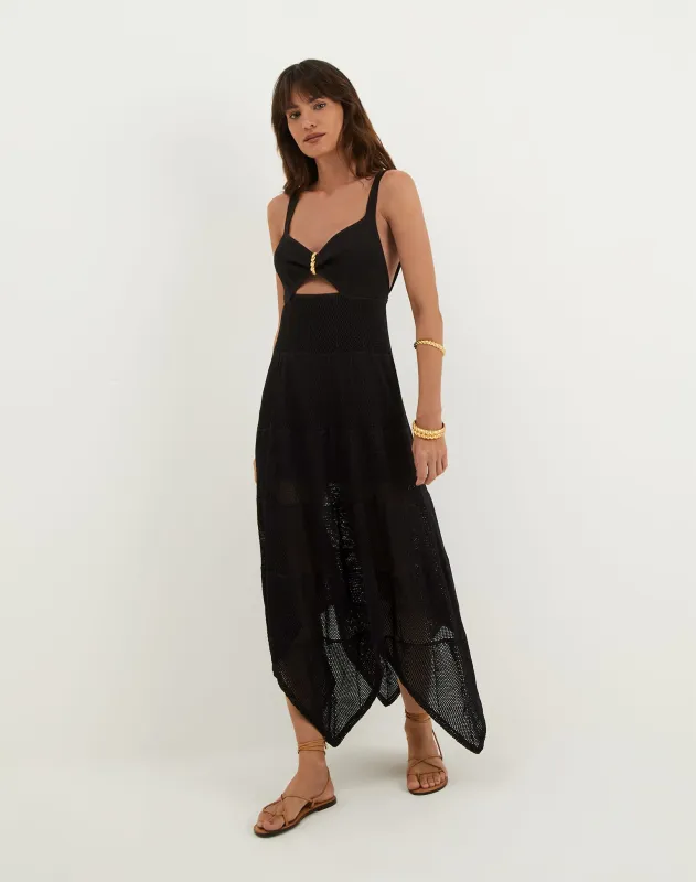 Knit Sabine Handkerchief Dress - Black sold by Vix