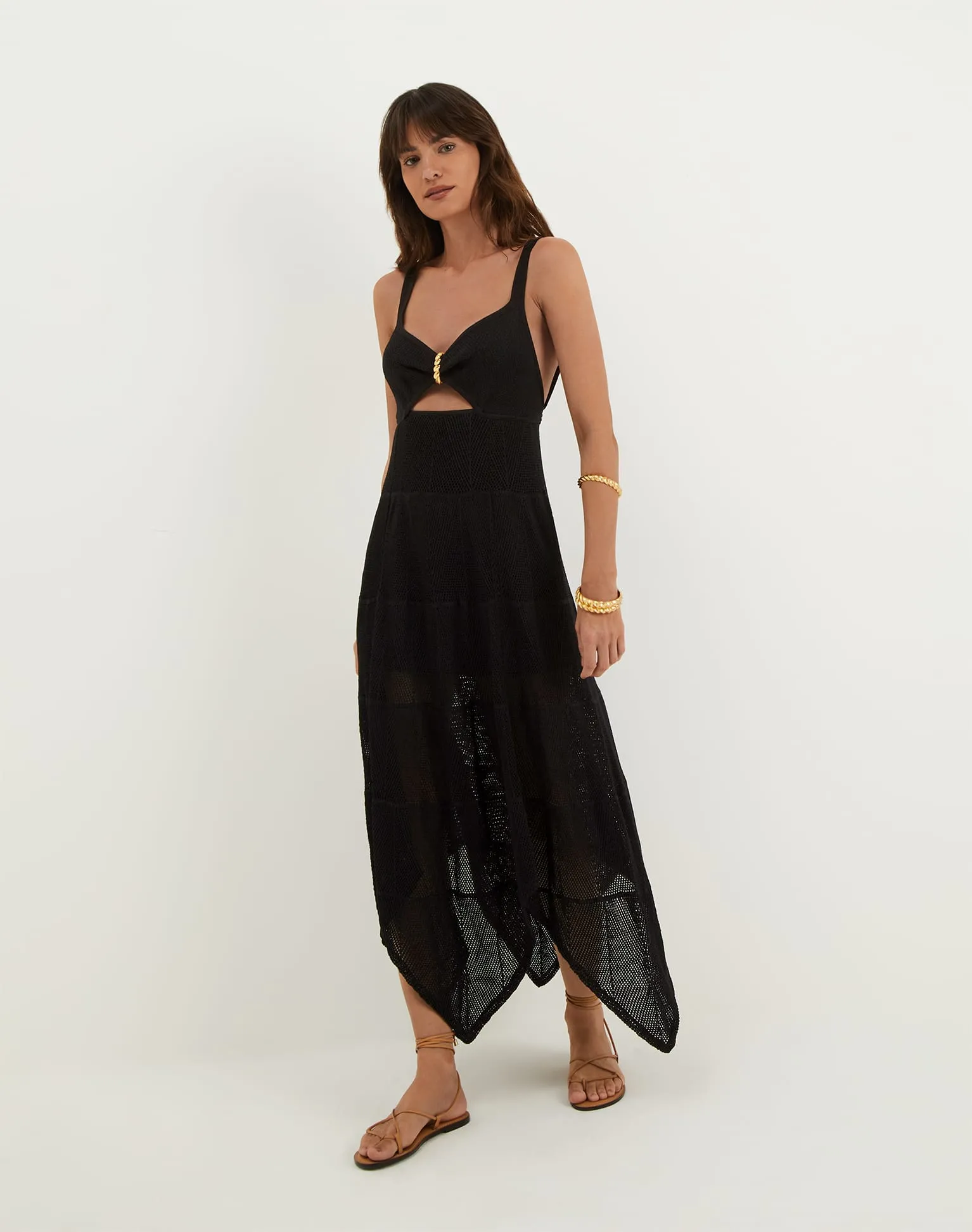 Knit Sabine Handkerchief Dress - Black sold by Vix