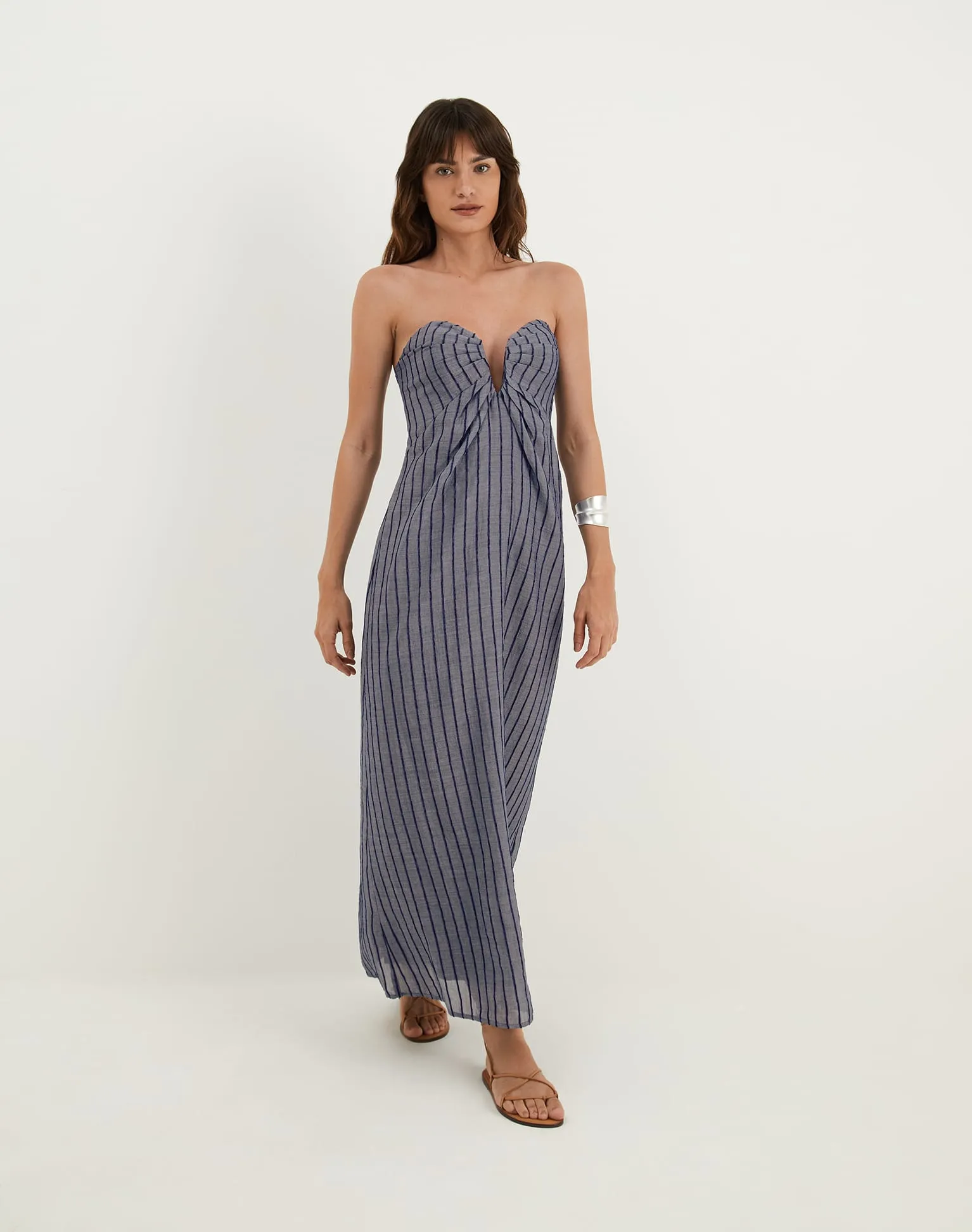 Zhen Long Dress - Sailboat Pinstripe sold by Vix