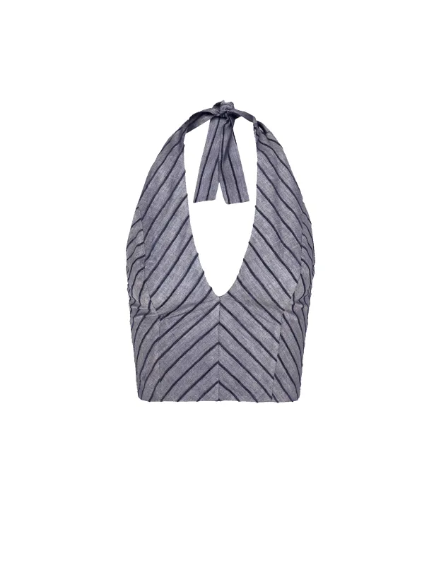 Lysa Halter Top - Sailboat Pinstripe sold by Vix