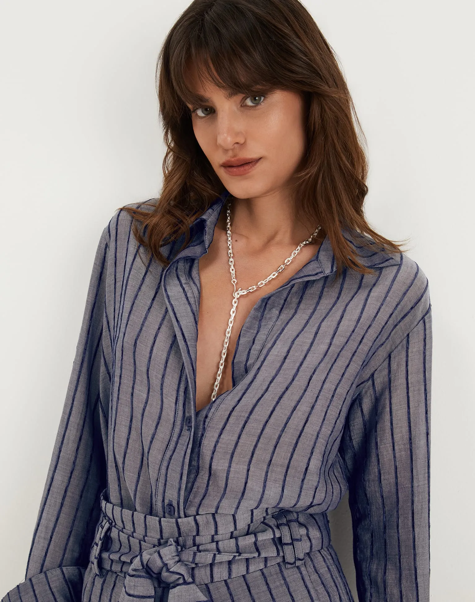 Lyra Long Sleeve Blouse - Sailboat Pinstripe sold by Vix product image thumbnail 5