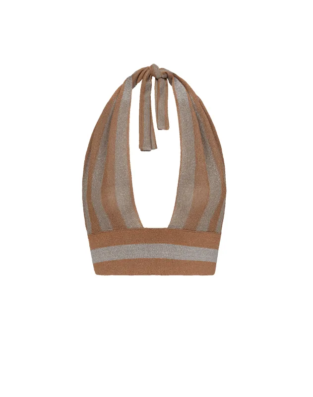Knit Luna Halter Top - Striped Eclair sold by Vix