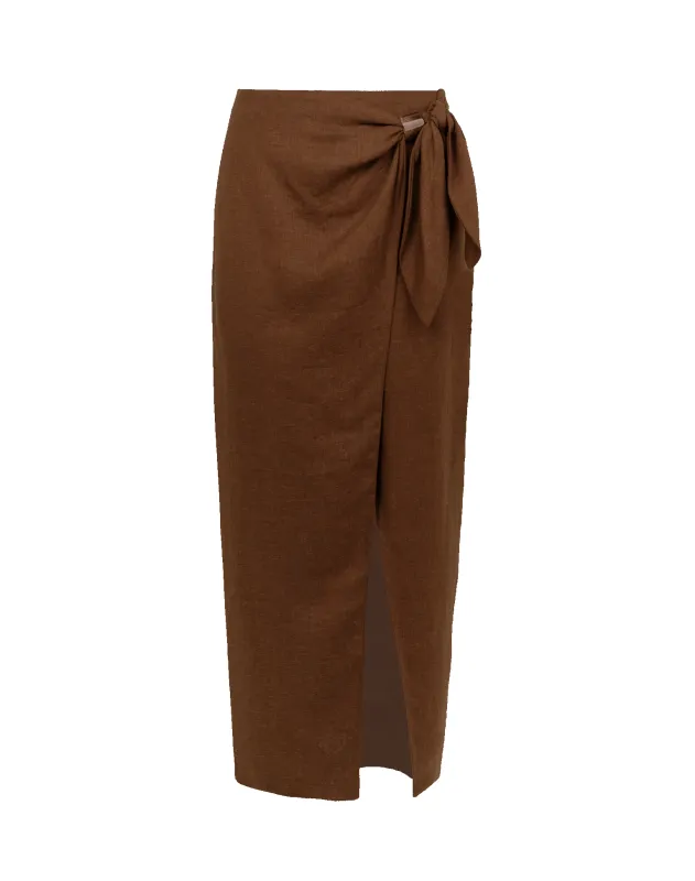 Luna Midi Skirt - Brown sold by Vix