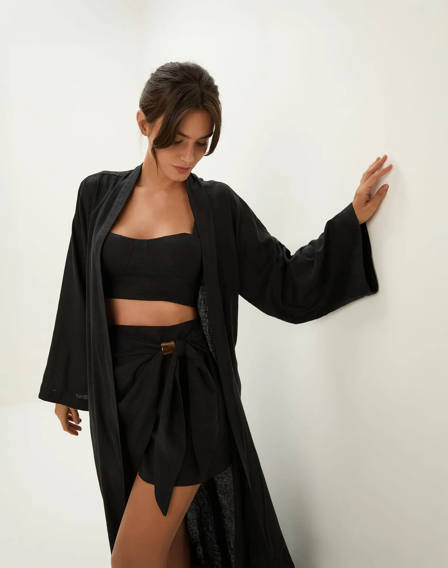 Luna Long Kimono - Black sold by Vix product image thumbnail 5