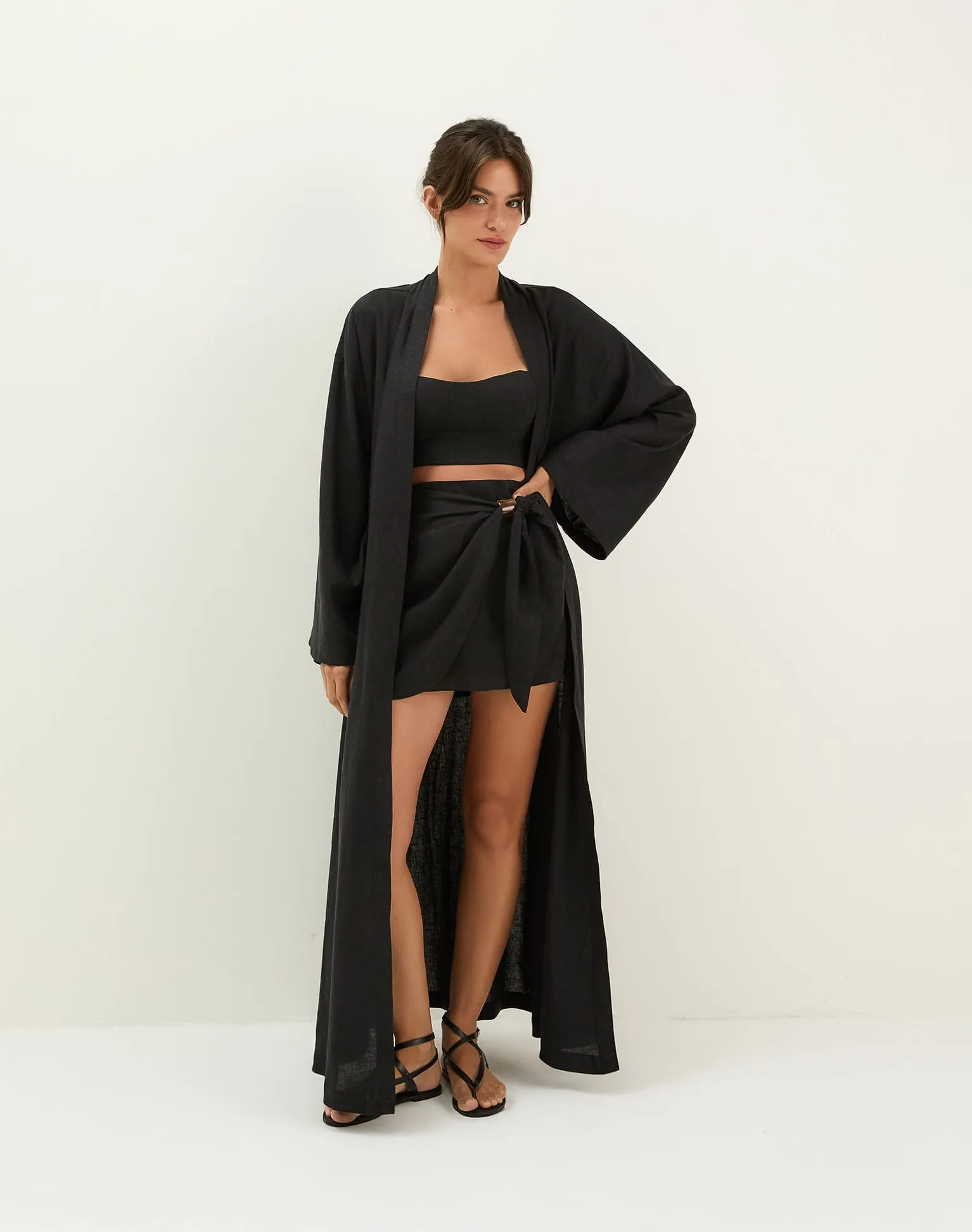Luna Long Kimono - Black sold by Vix product image thumbnail 2
