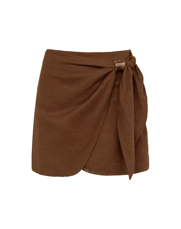 Luna Mini Skirt - Brown sold by Vix
