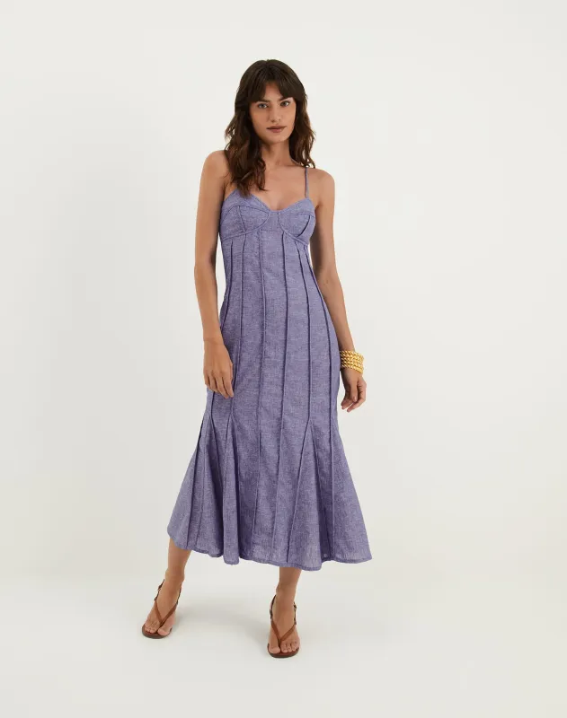Josephine Midi Dress - Le Bleu sold by Vix