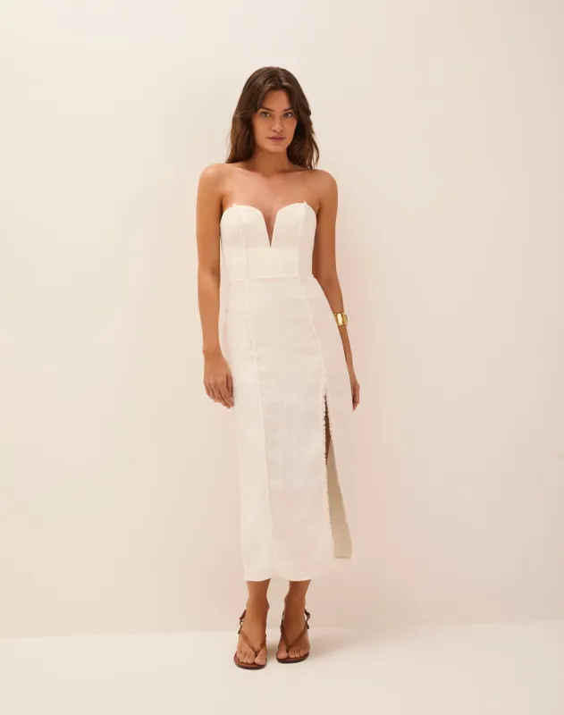 Louise Midi Dress - Off White sold by Vix