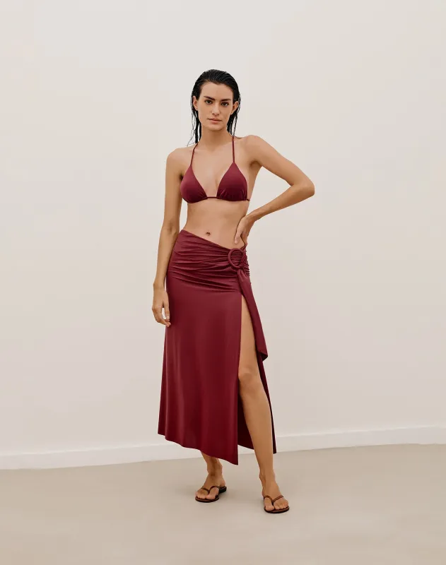 Alana Detail Midi Skirt (Final Sale) - Cranberry sold by Vix