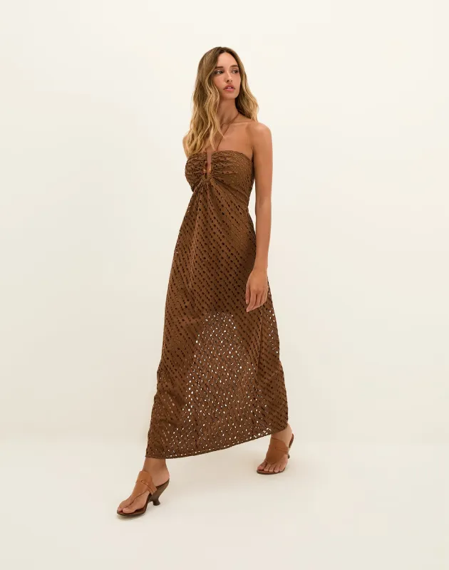 Eyelet Melina Long Dress - Toasty sold by Vix