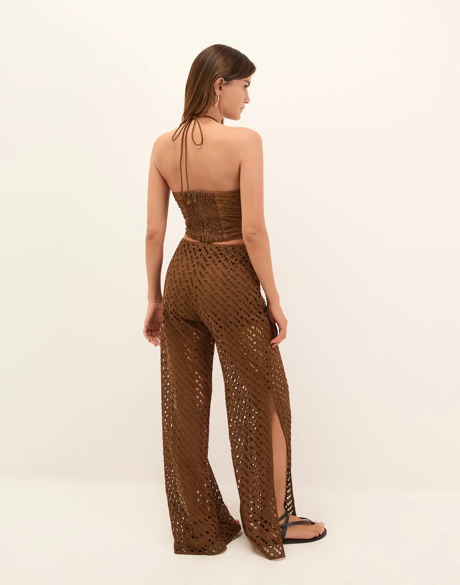 Eyelet Melinda Cropped Top - Toasty sold by Vix product image thumbnail 4