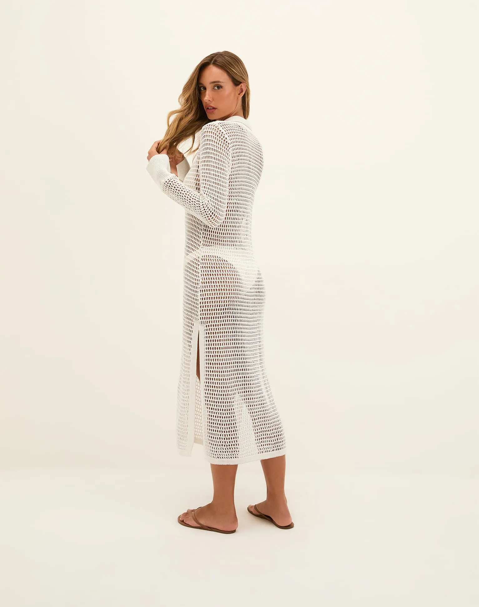 Knit Long Shirt Cover Up - Off White sold by Vix product image thumbnail 2