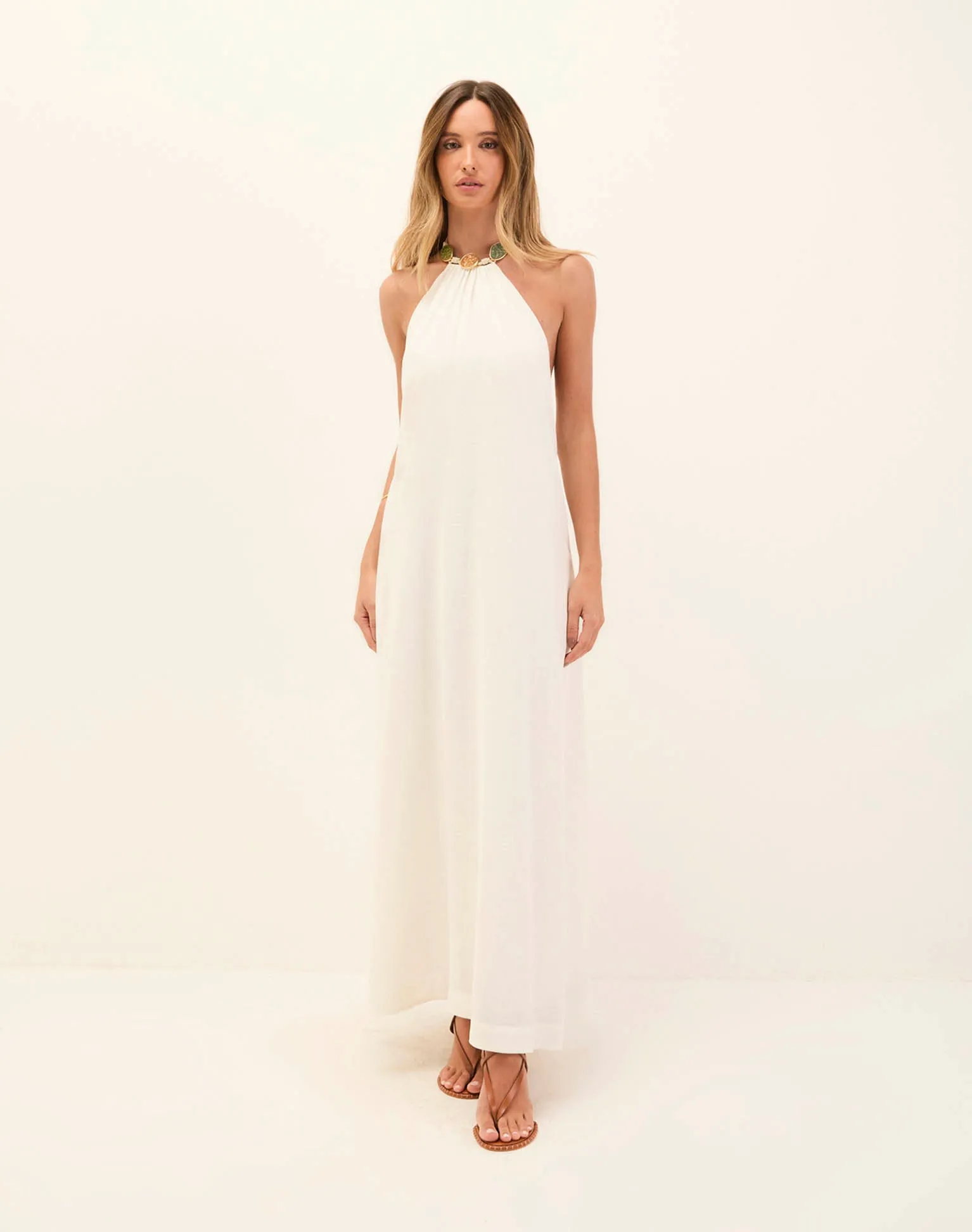 Aiden Long Dress - Off White sold by Vix