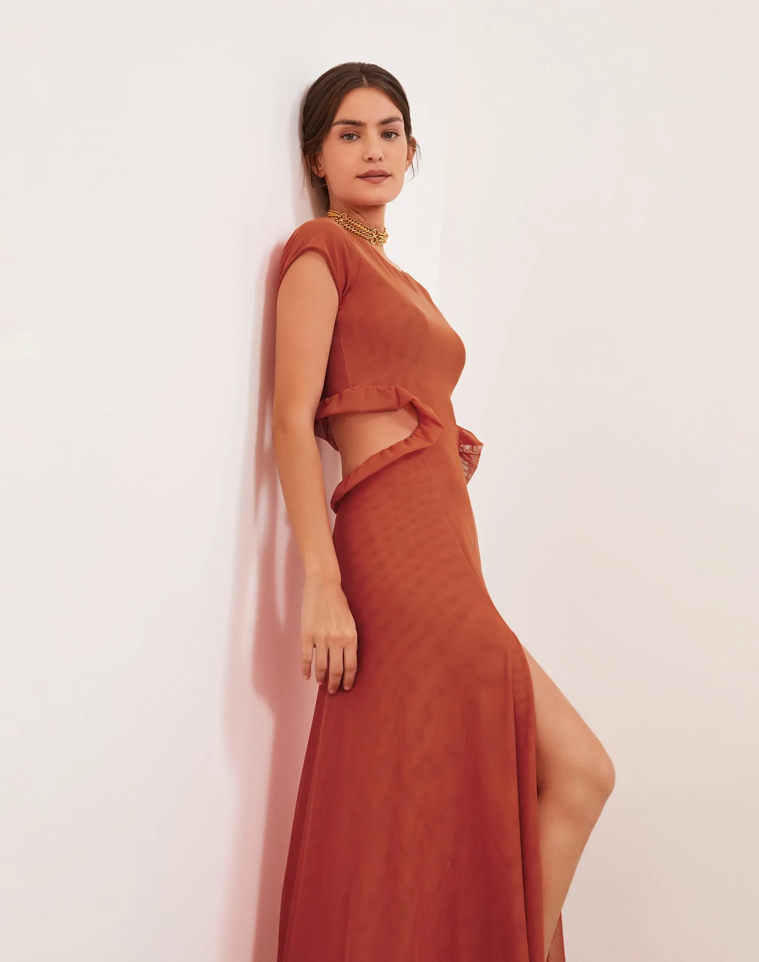 Evie Long Dress (exchange only) - Grapefruit sold by Vix product image thumbnail 5