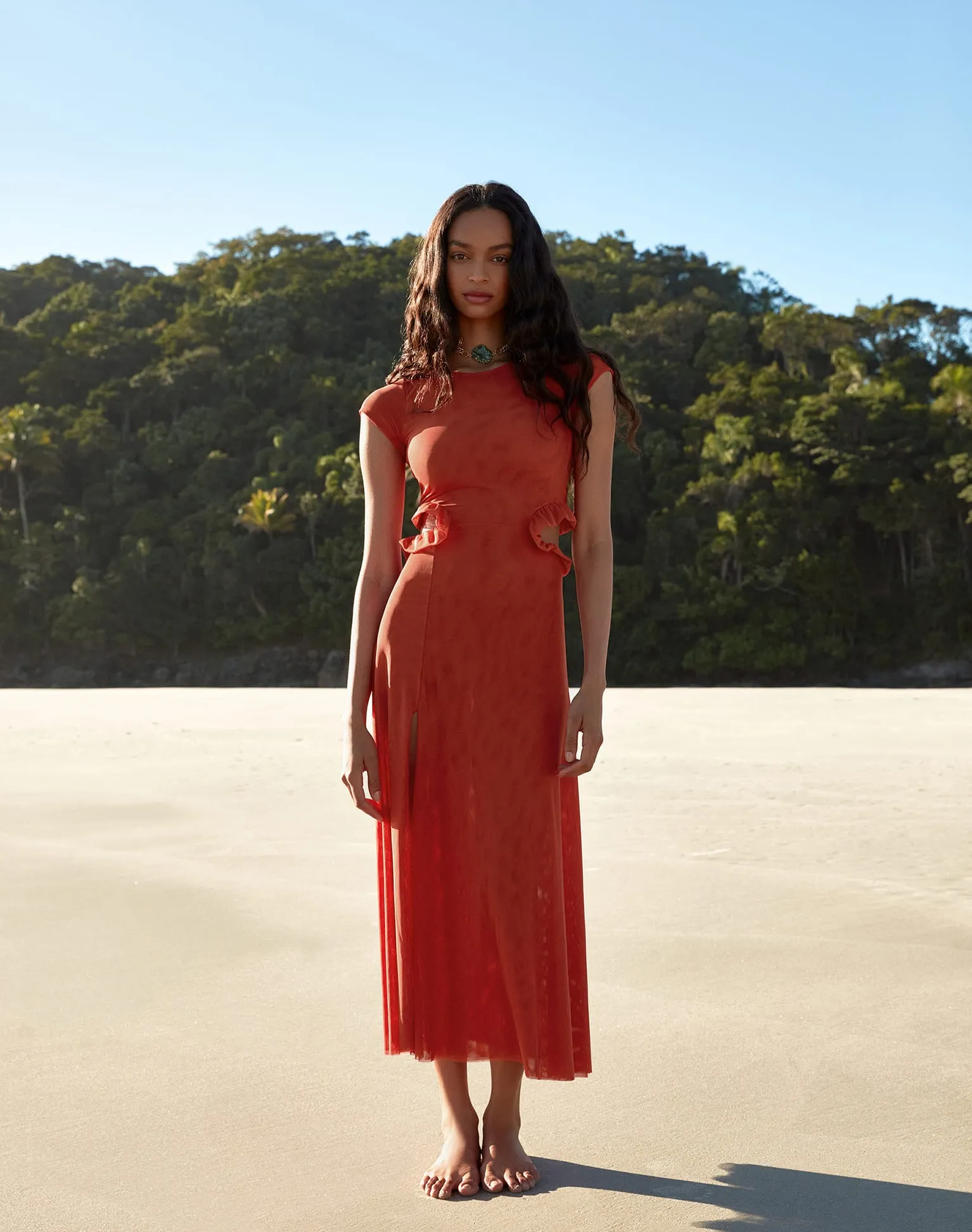 Evie Long Dress (exchange only) - Grapefruit sold by Vix product image thumbnail 4