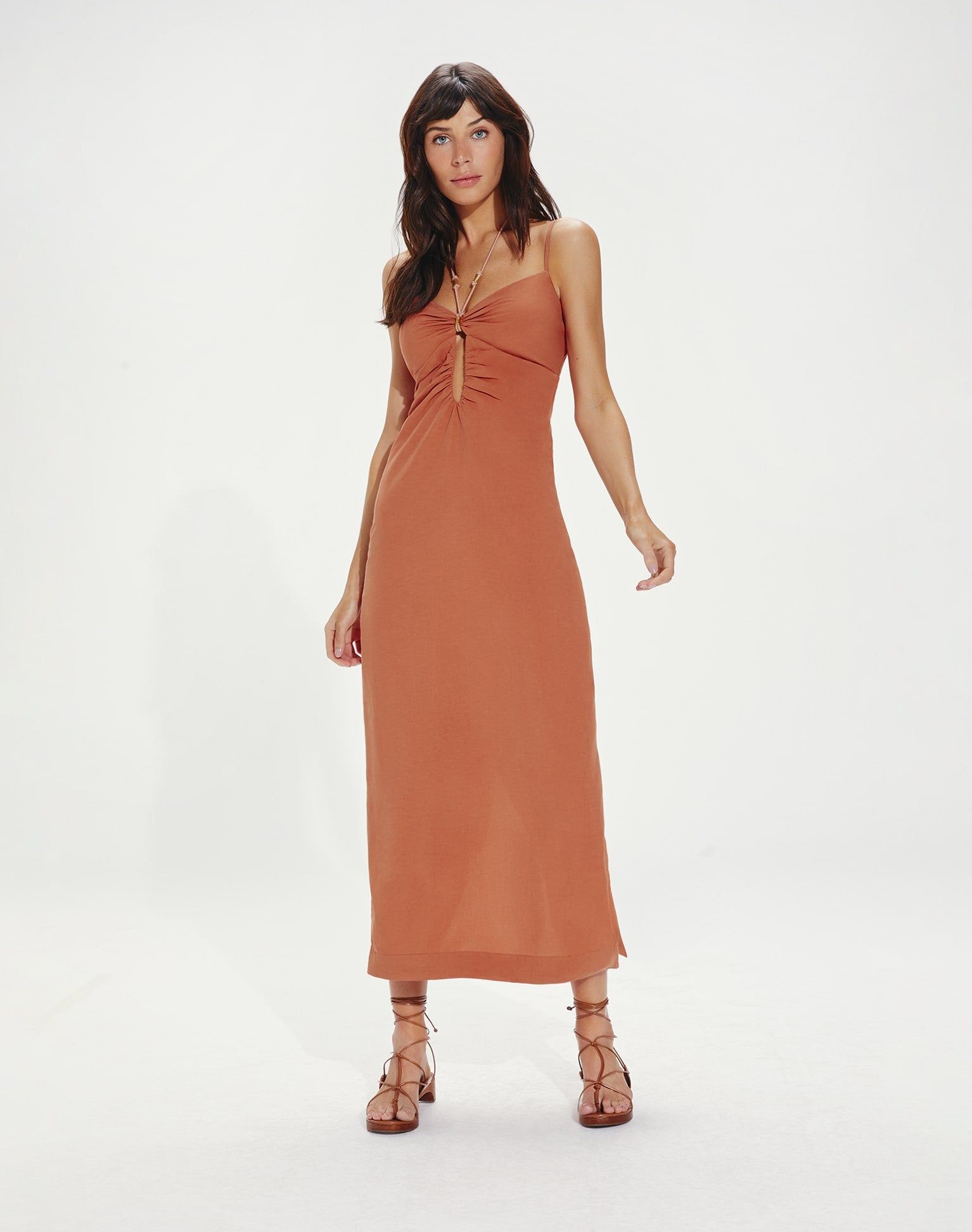 Daisy Detail Long Dress (exchange only) - Rust sold by Vix