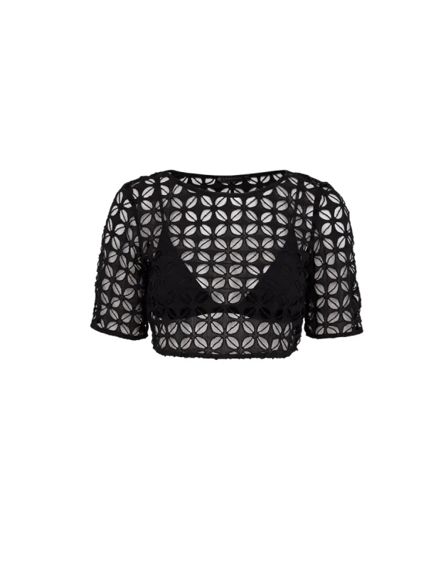 Jennie Short Sleeve Blouse (exchange only) - Black sold by Vix