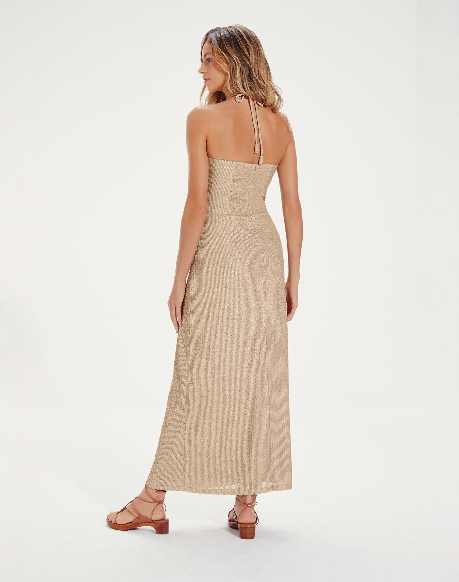 Luana Detail Long Dress (exchange only) - Matcha sold by Vix product image thumbnail 3