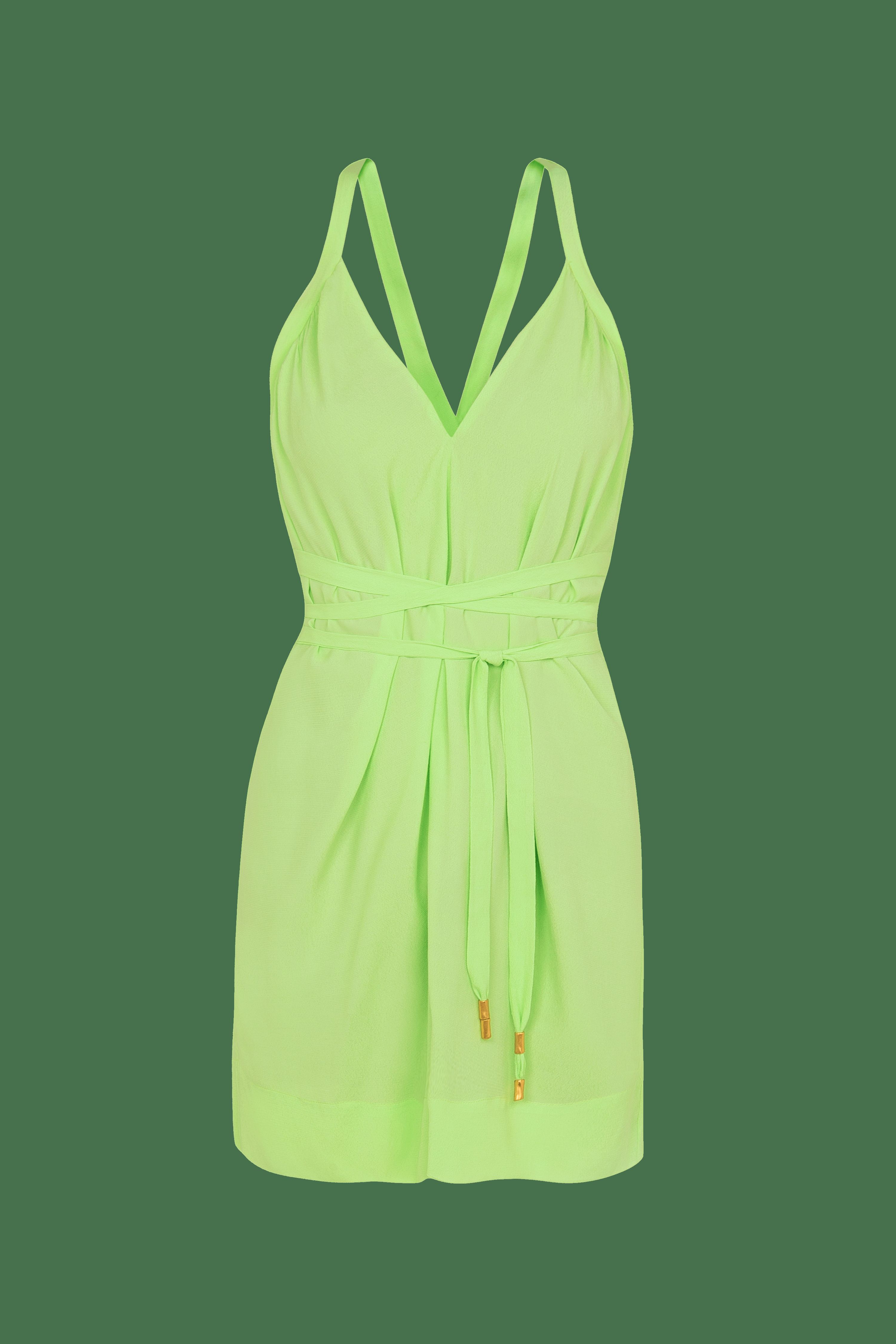 Audrey Detail Short Dress (exchange only) - Lime sold by Vix product image thumbnail 4