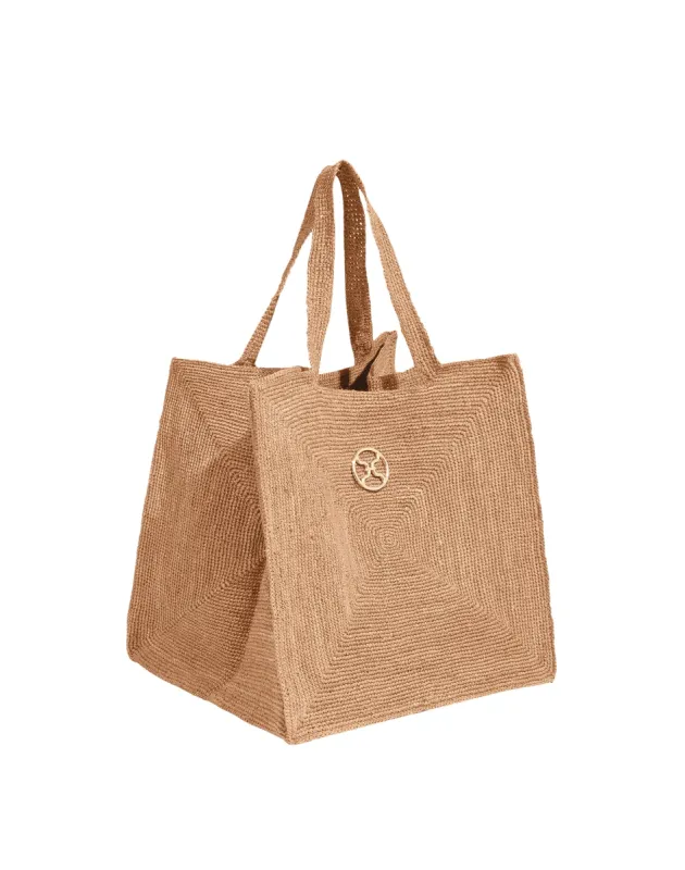 Raffia Pyramid Bag - Natural sold by Vix