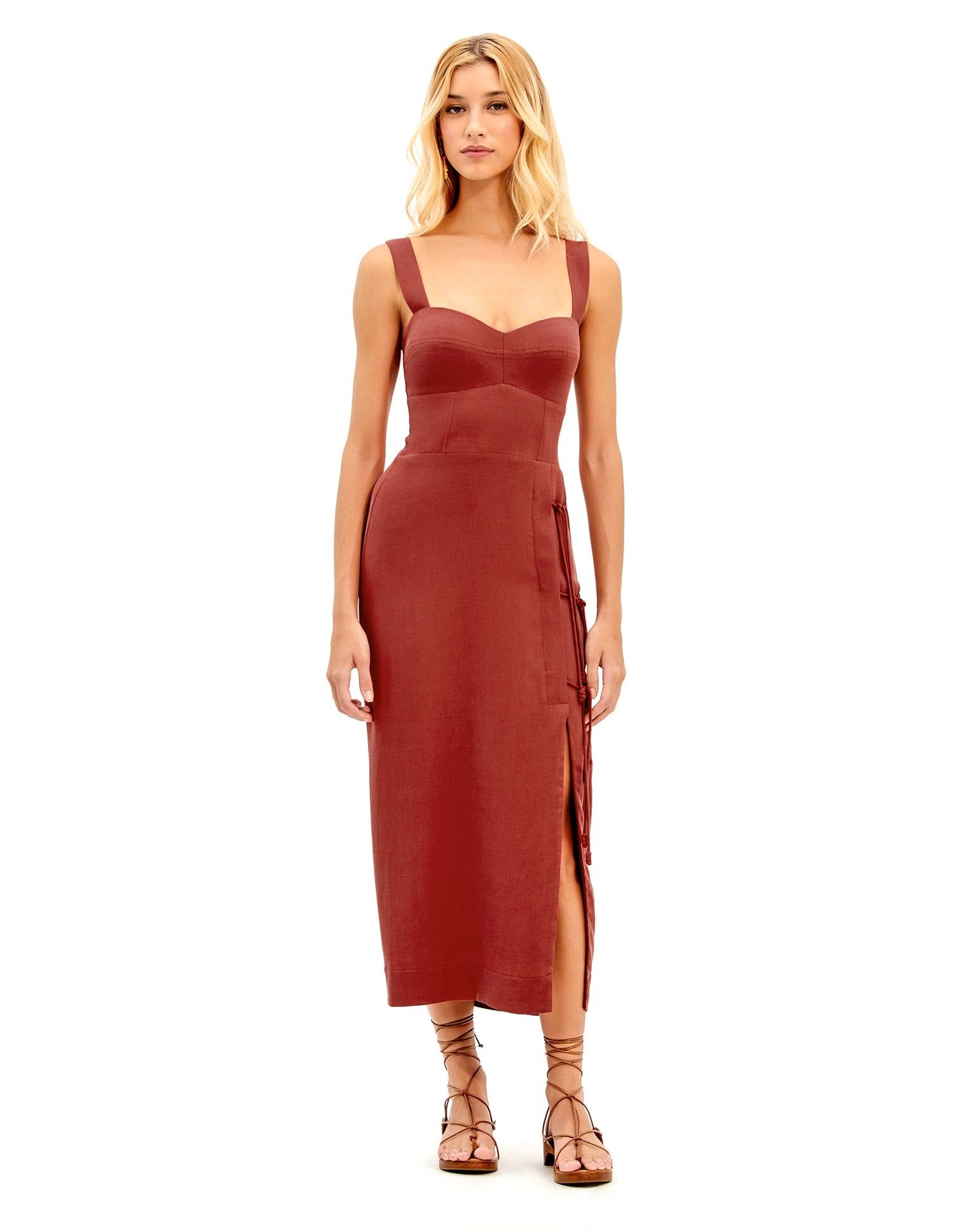 Perla Detail Midi Dress - Flame sold by Vix