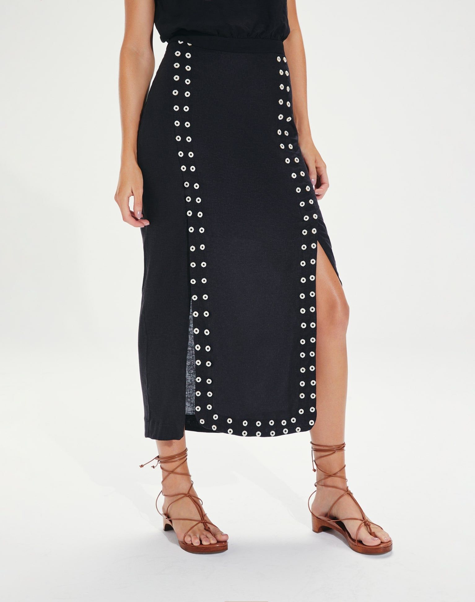 Lana Detail Midi Skirt (exchange only) - Black sold by Vix product image thumbnail 4