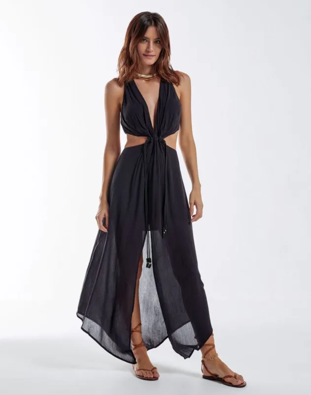 Nayara Detail Long Dress - Black sold by Vix