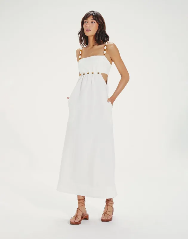 Isadora Detail Long Dress - Off White sold by Vix