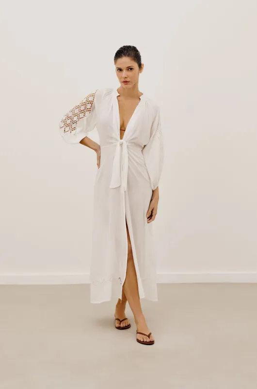 Knot Long Caftan - Off White sold by Vix