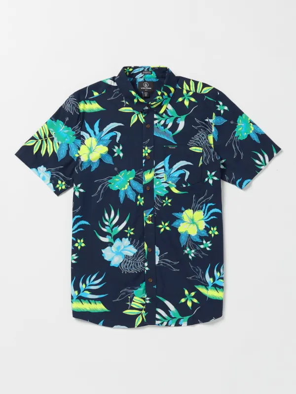 Sunriser Floral Short Sleeve Shirt - Navy sold by Volcom