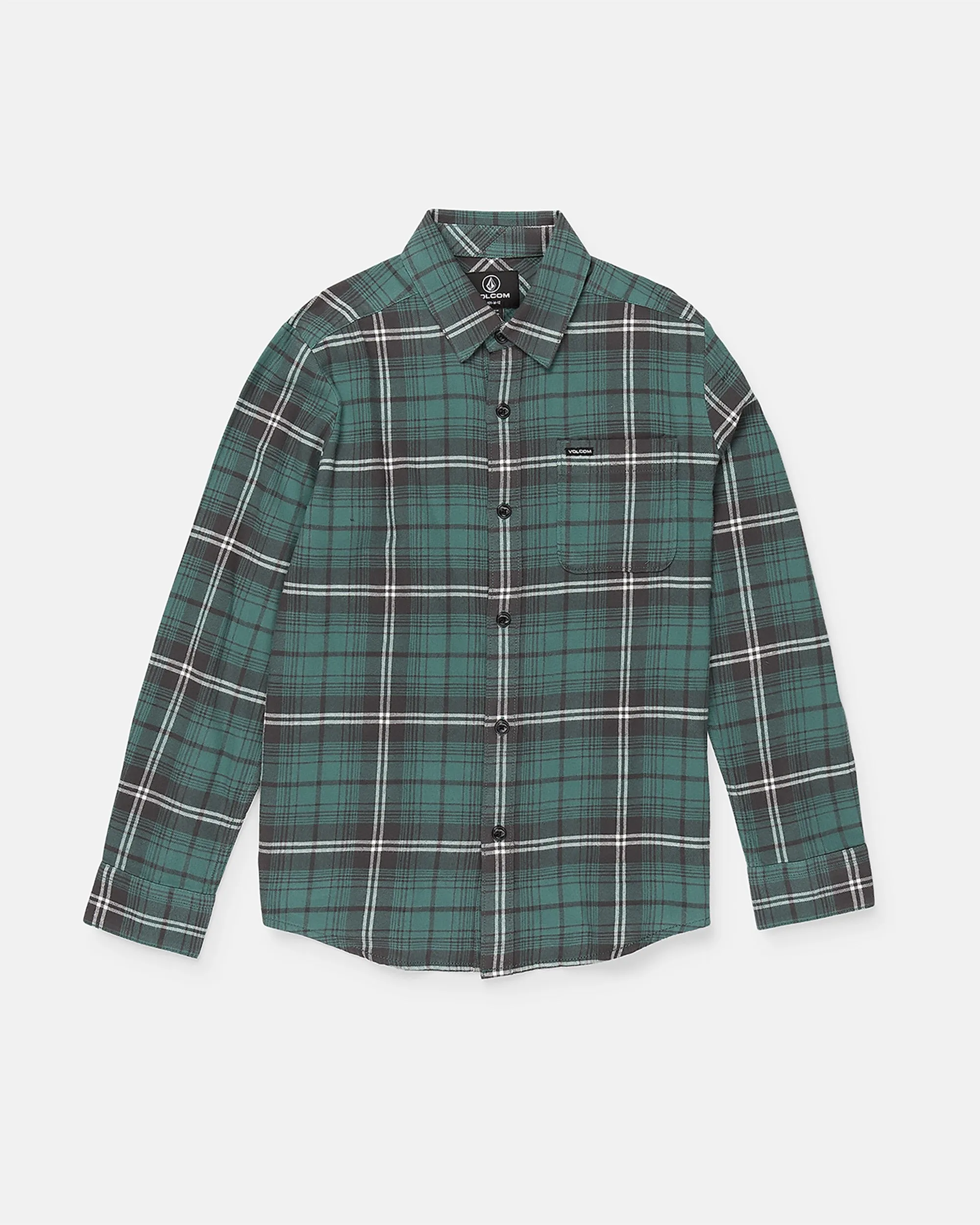 Big Boys Caden Plaid Long Sleeve Shirt - Green sold by Volcom