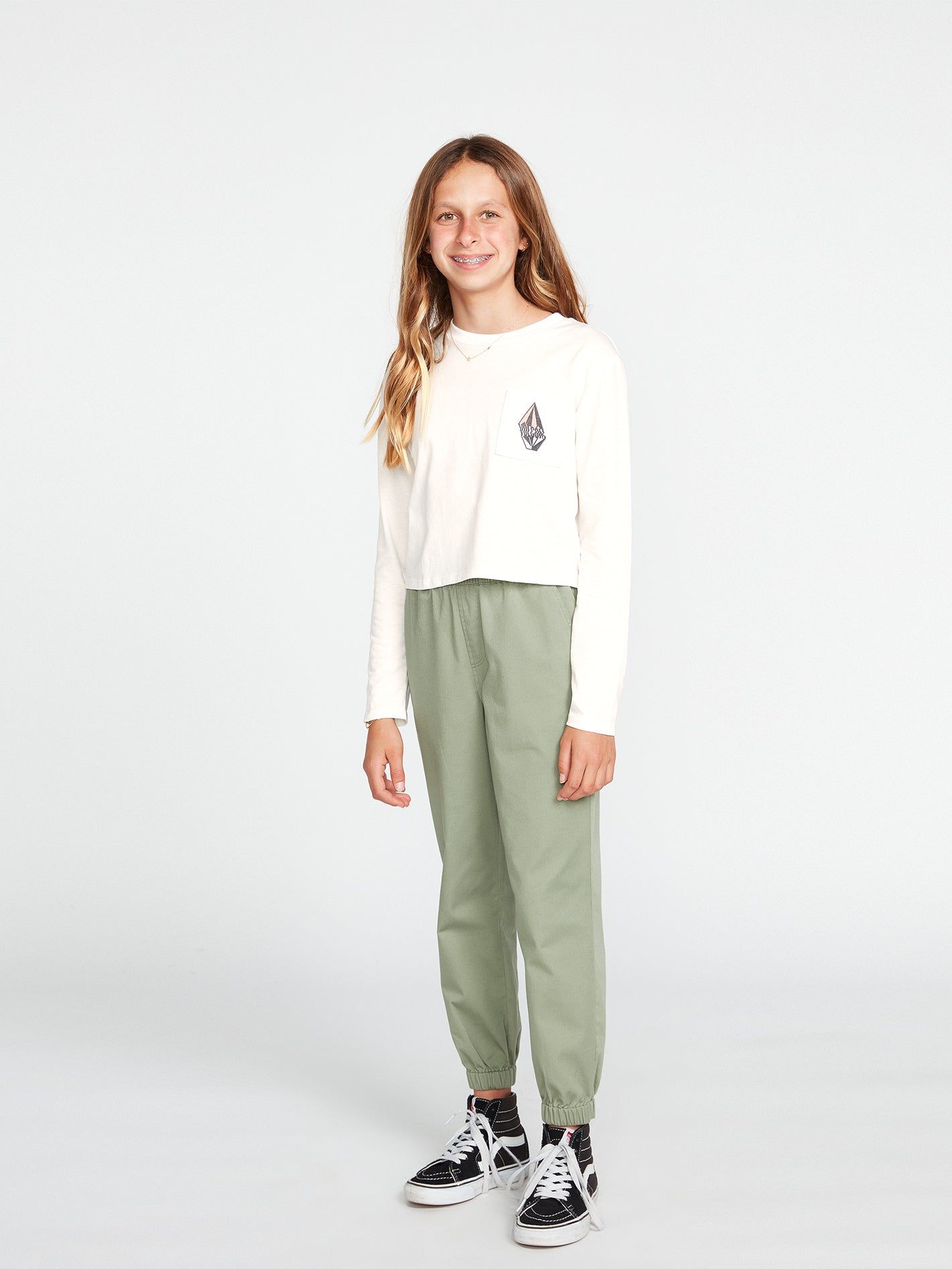 Girls Pocket Dial Long Sleeve Tee - Star White sold by Volcom product image thumbnail 3
