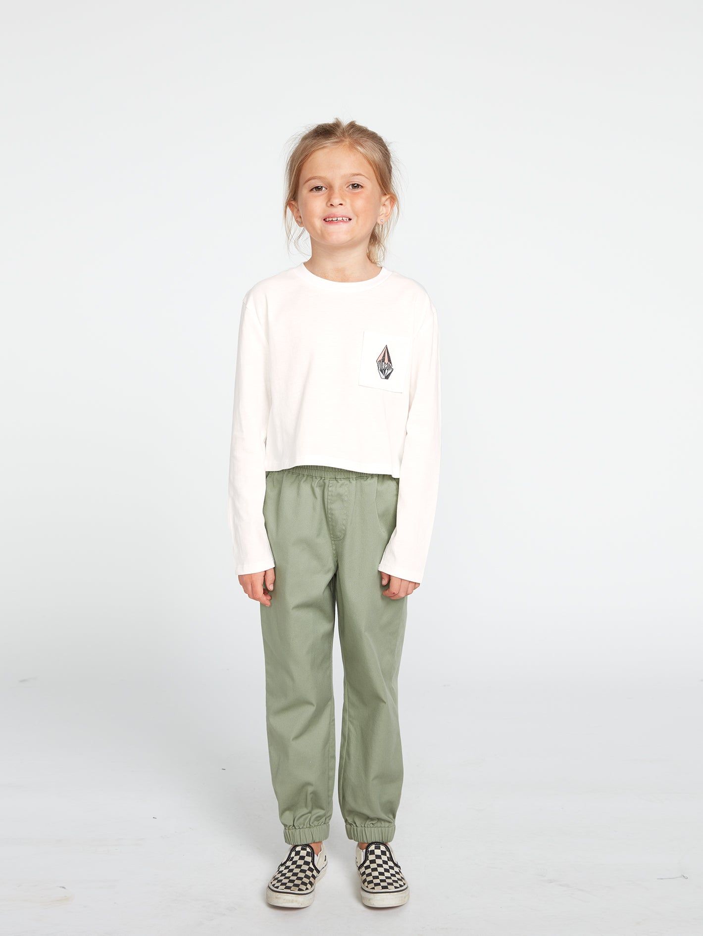 Girls Pocket Dial Long Sleeve Tee - Star White sold by Volcom