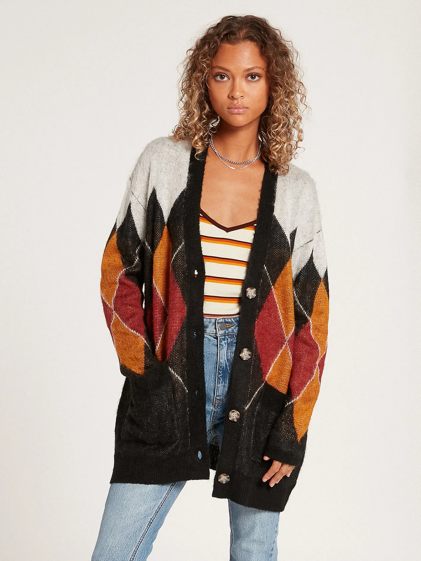 Knitty City Cardigan - Black Combo sold by Volcom product image thumbnail 3