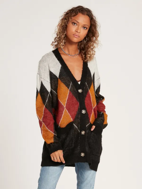Knitty City Cardigan - Black Combo sold by Volcom