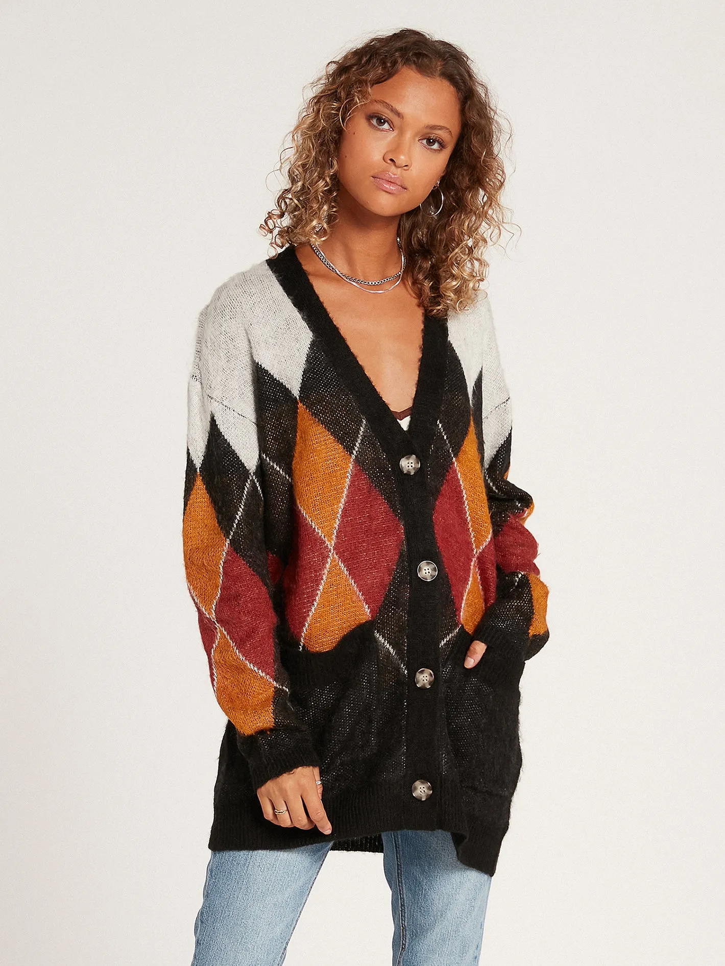 Knitty City Cardigan - Black Combo sold by Volcom