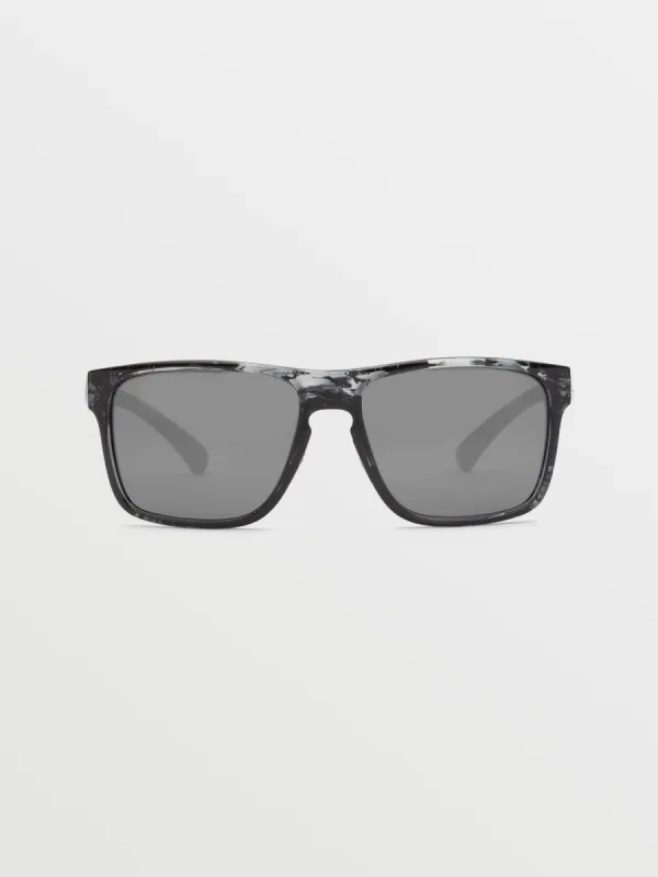 Trick Sunglasses - Gloss Marble/Silver Mirror sold by Volcom