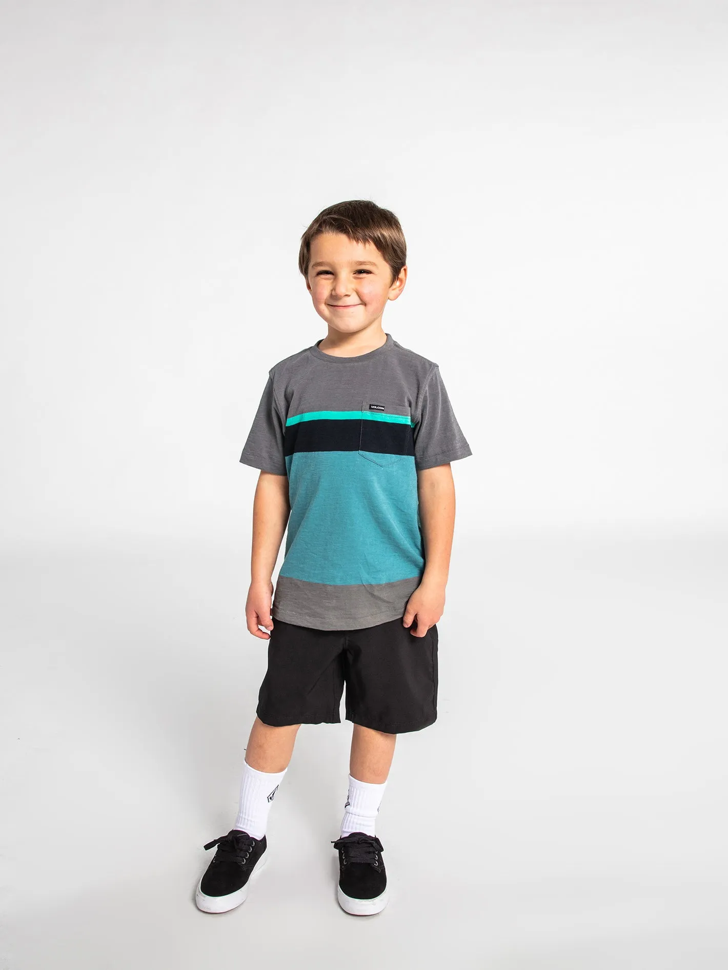 Little Boys Stone Blocker Stripe Short Sleeve Tee - Atlantic sold by Volcom