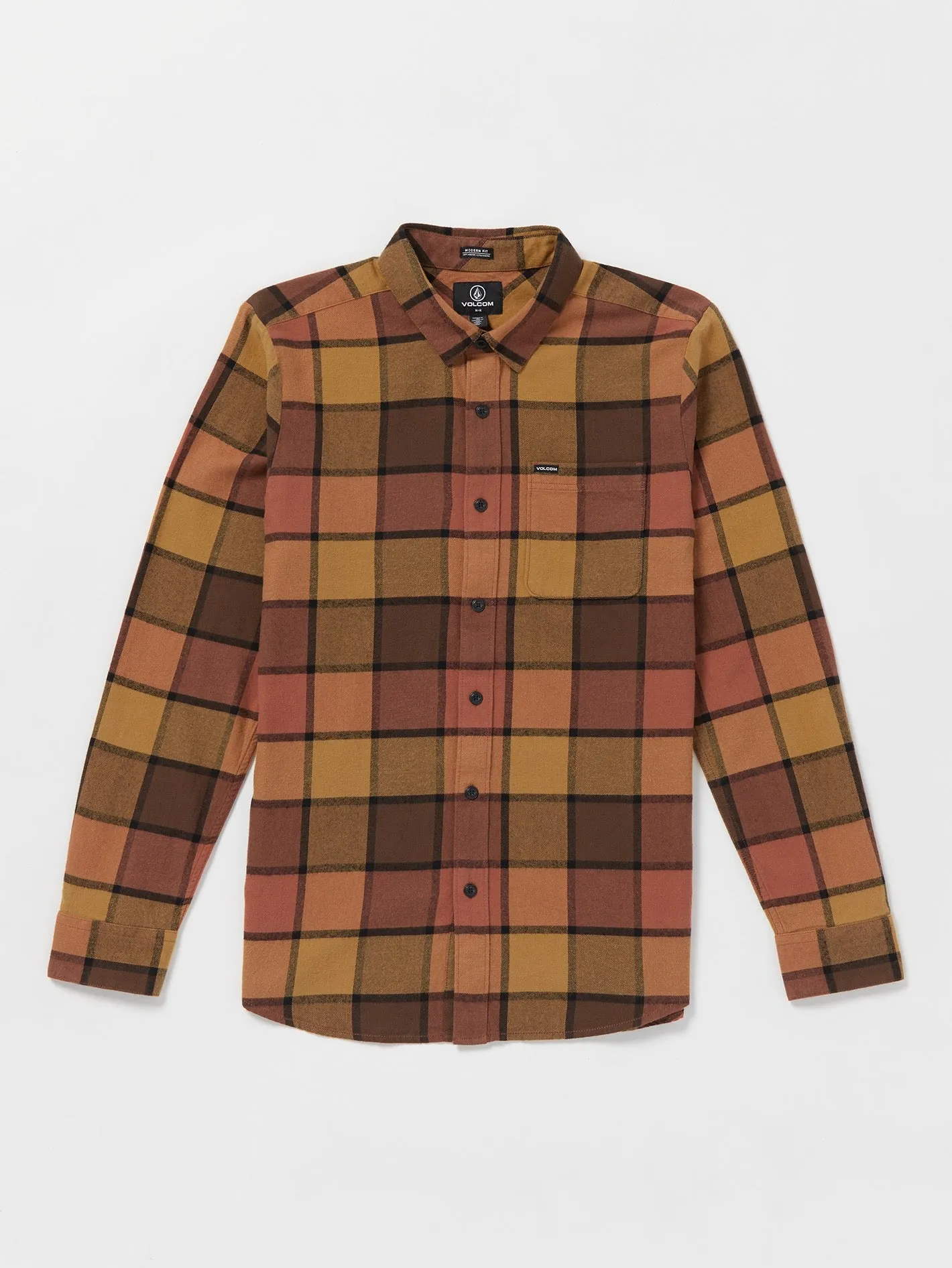 Caden Plaid Long Sleeve Shirt - Burro Brown sold by Volcom