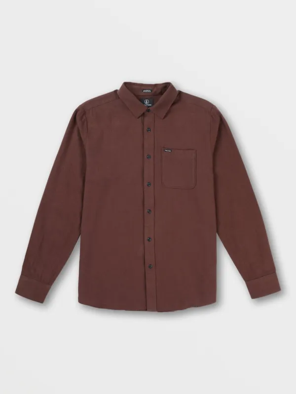 Caden Solid Long Sleeve Shirt - Mahogany made by Volcom