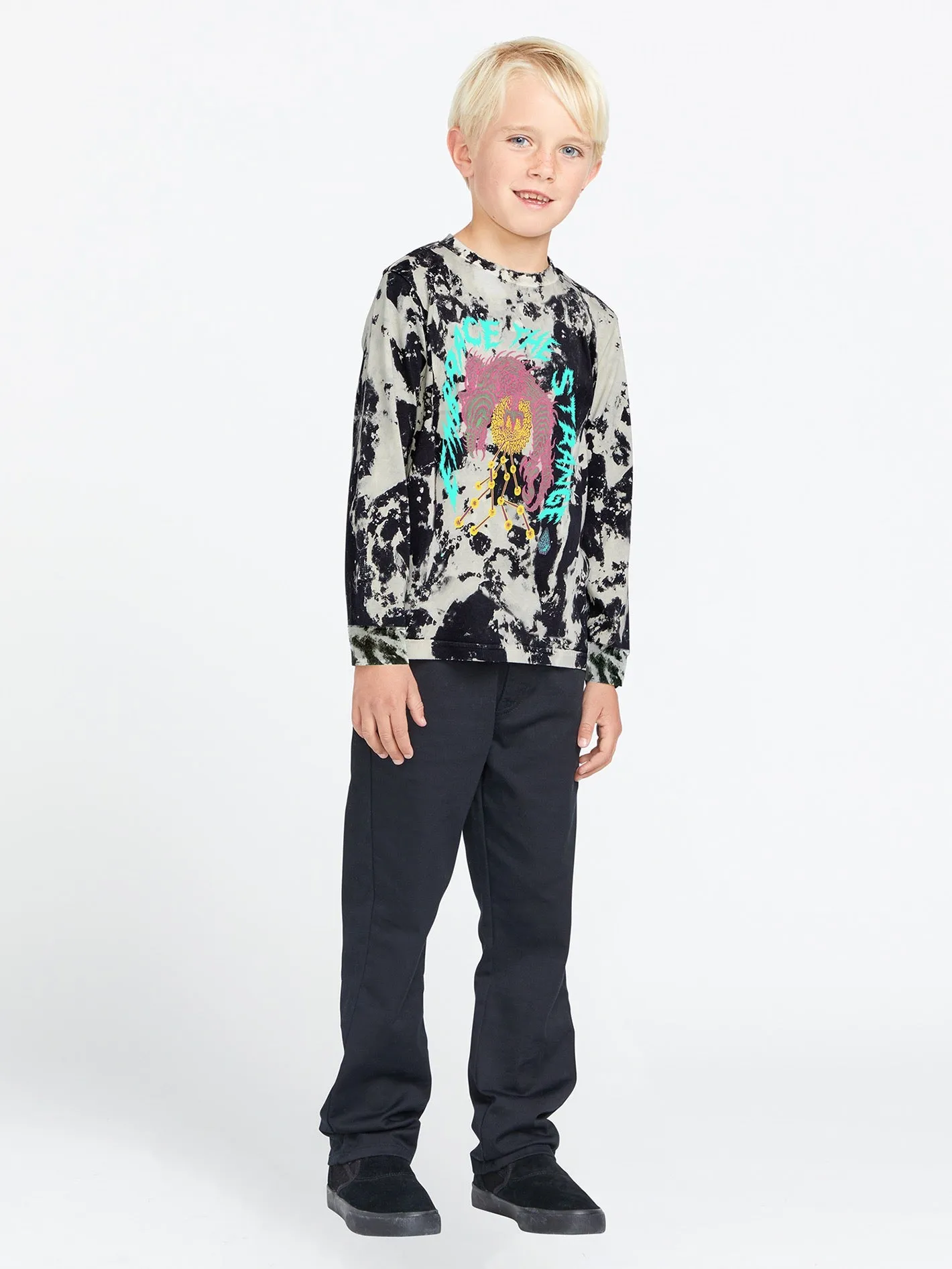 Little Boys Featured Artist Tetsunori Long Sleeve Tee - Black White sold by Volcom
