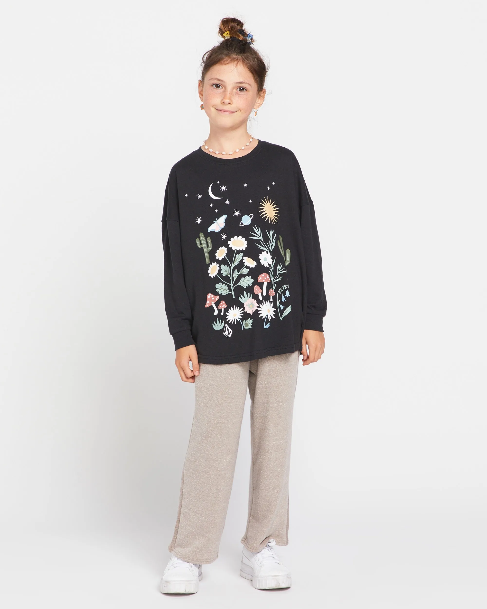 Little Girls Werking Dbls Long Sleeve Shirt - Black sold by Volcom