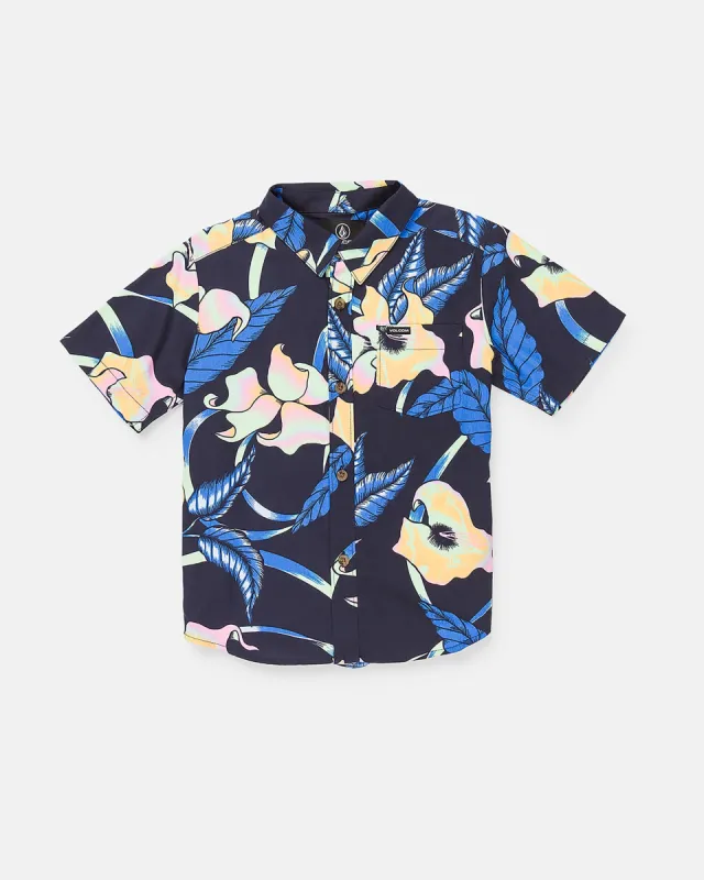 Little Boys Varkala Short Sleeve Shirt - Navy sold by Volcom