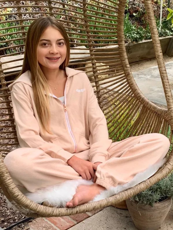 Girls Lived In Lounge Zip Up Hoodie - Hazey Pink sold by Volcom