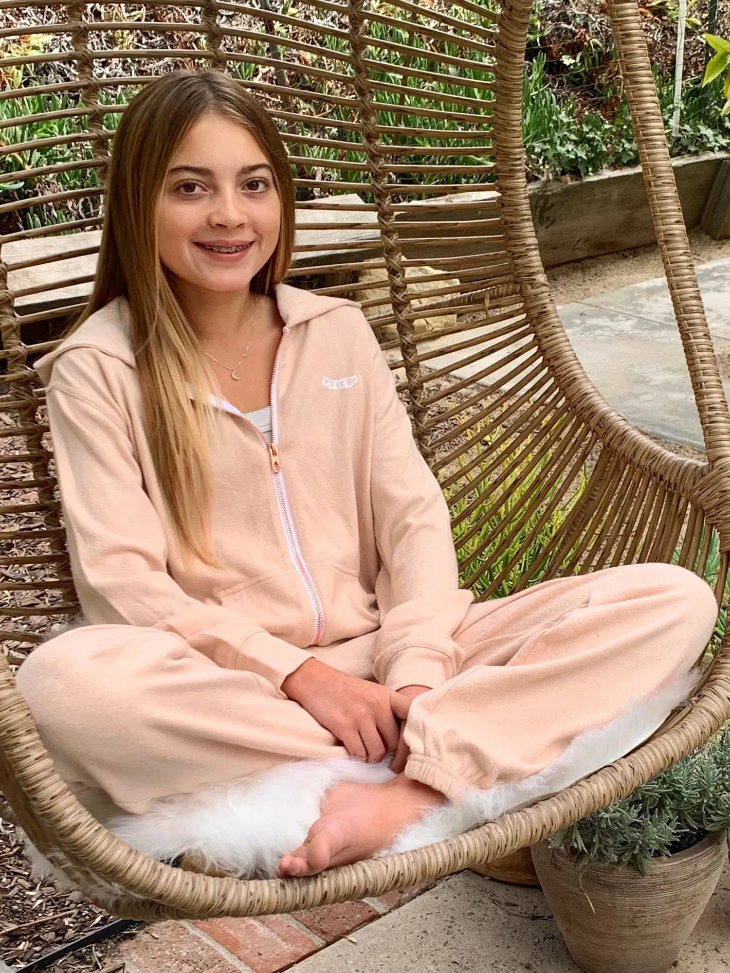 Girls Lived In Lounge Zip Up Hoodie - Hazey Pink sold by Volcom