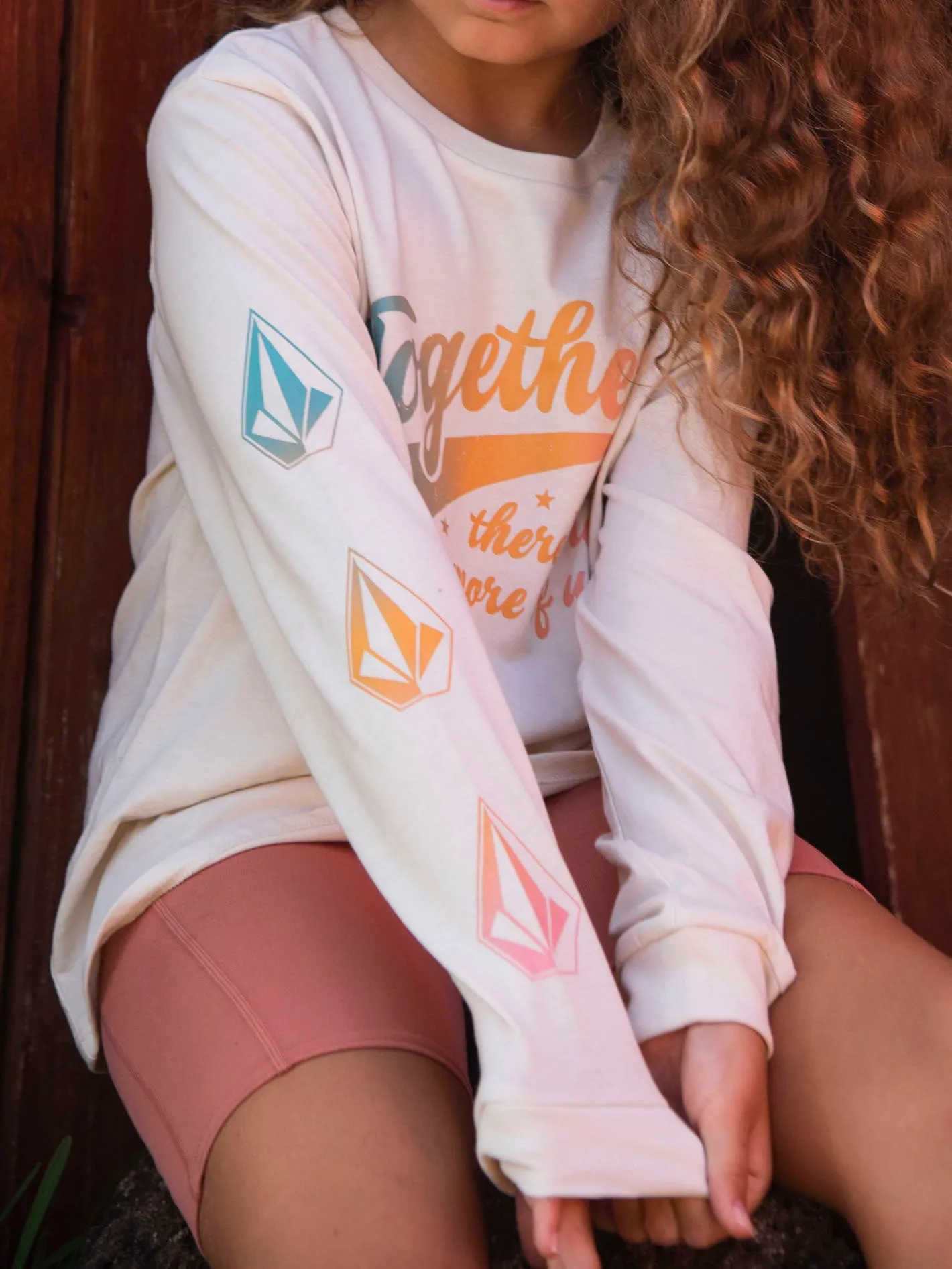 Big Girls made From Stoke Long Sleeve Tee - Bone sold by Volcom