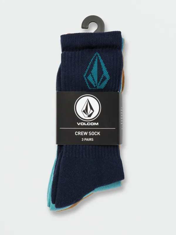 Full Stone 3 Pack Socks - Coastal Blue sold by Volcom